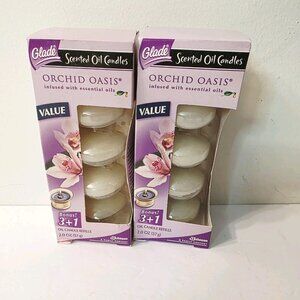 2 Vtg Packs Glade Scented Oil Candles Orchid Oasis Refills 4 Count Each